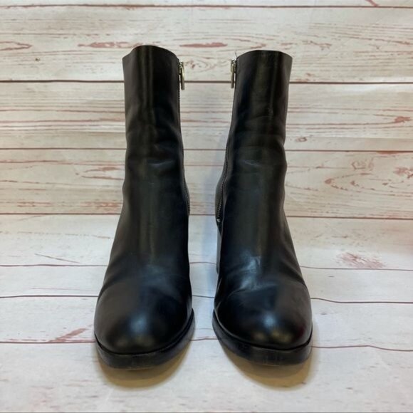 Alexander Wang Black Leather Block Heel Ankle Bootie Sz 39 US 9 - Picture 4 of 9